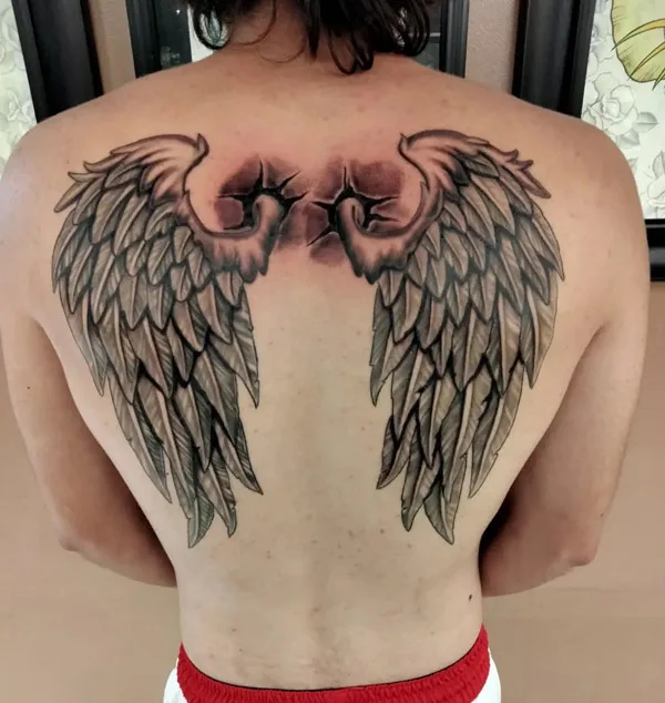 Angel wings tattoo on back 1