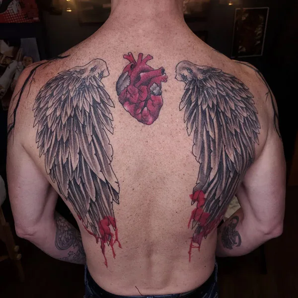 Angel wings tattoo on back 2