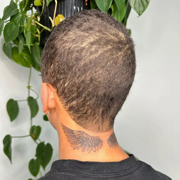 Angel wings tattoo on neck