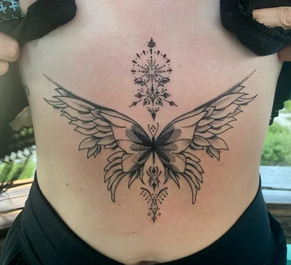 Angel with butterfly wings tattoo