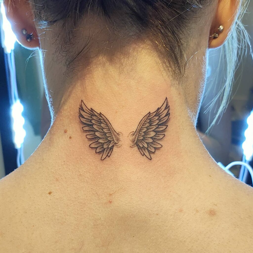 Angelic Elegance Wings Neck Tattoo for Females