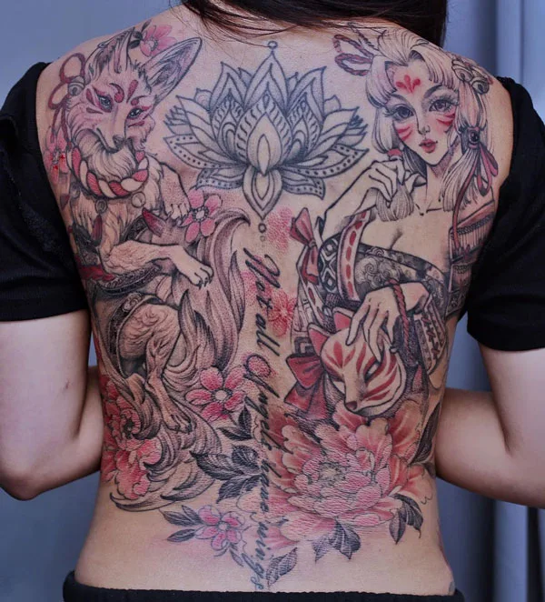 Anime back tattoo