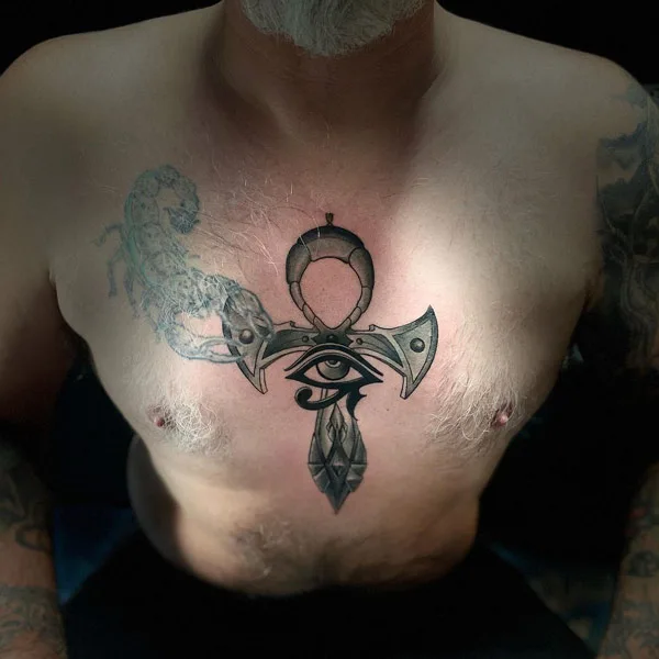 Ankh Chest Tattoo 1