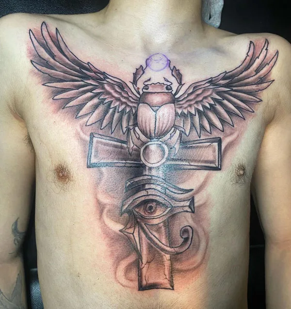 Ankh Chest Tattoo 2