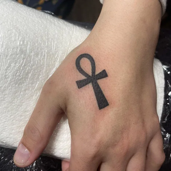 Ankh Hand Tattoo 2