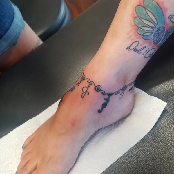 Ankle bracelet tattoo 12