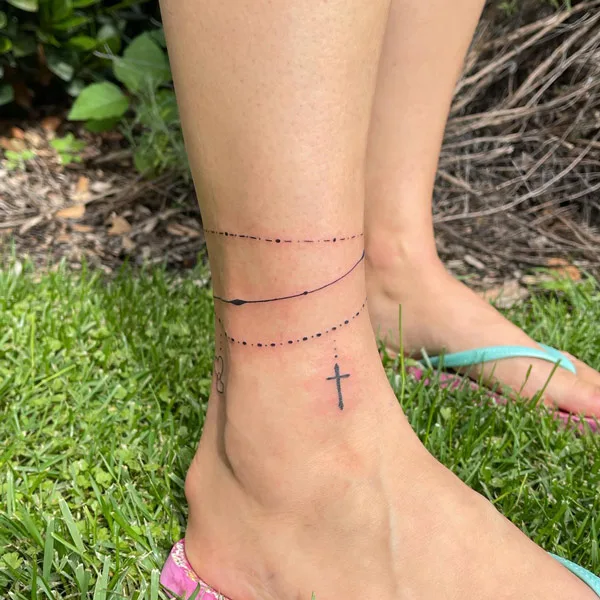 Ankle bracelet tattoo 14