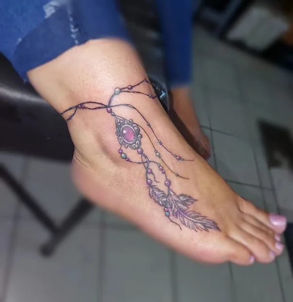Ankle bracelet tattoo 44