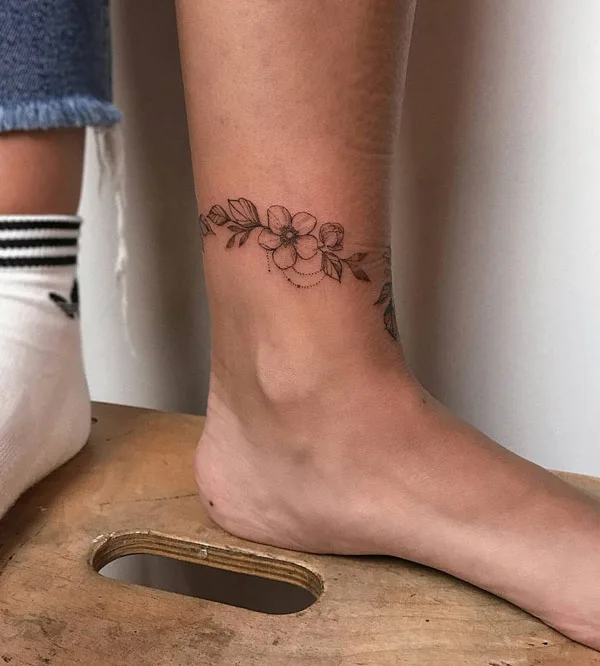 Ankle bracelet tattoo 57