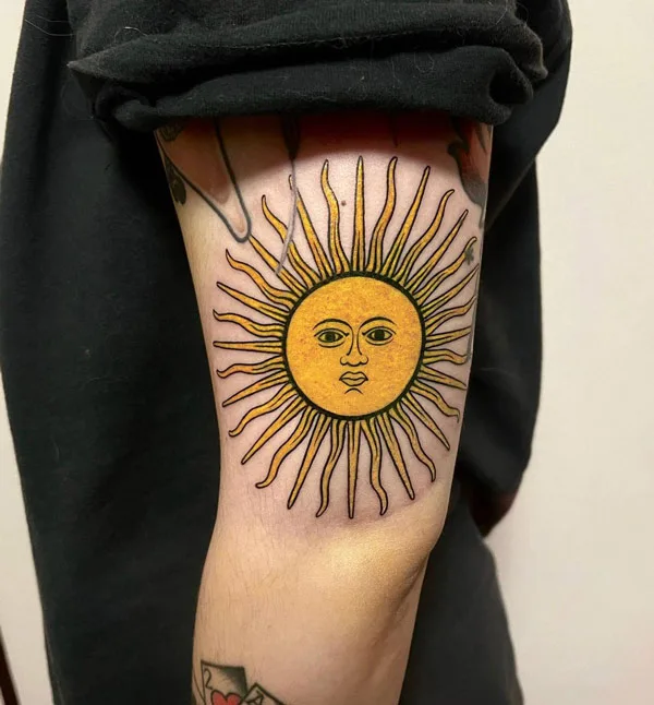 Argentina Sun with rays tattoo
