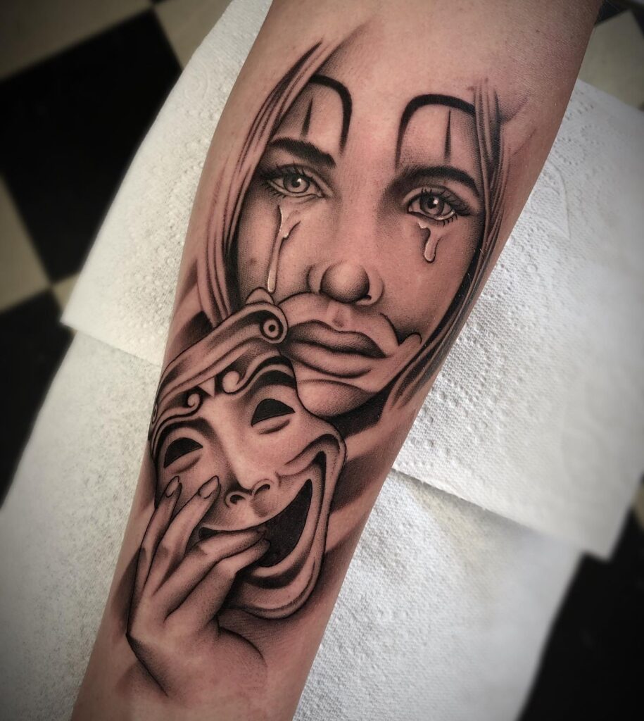 Arm tattoo for women laugh now cry later design  symbolism in ink 