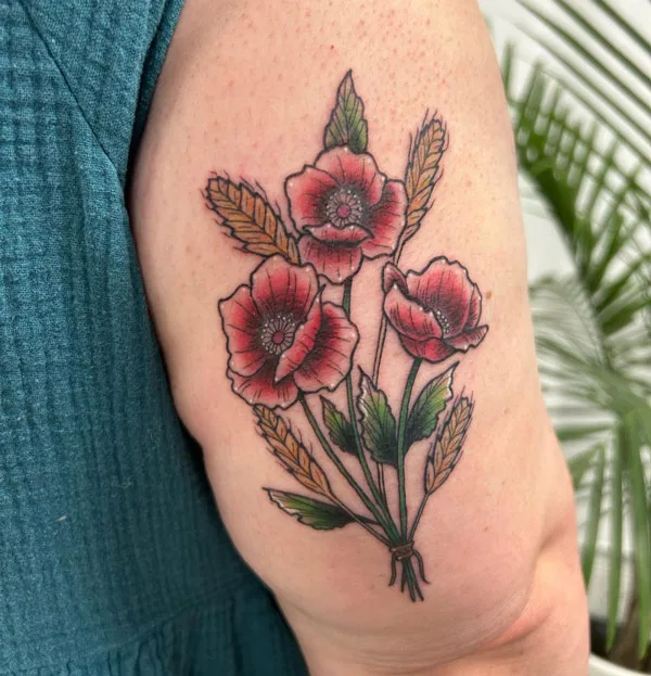August Birth Flower Arm Tattoo 2