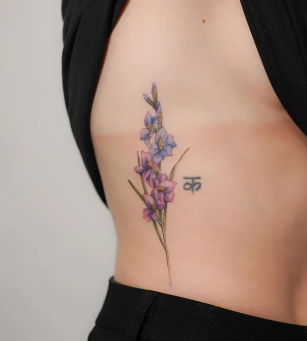August Birth Flower Ribs Tattoo 1