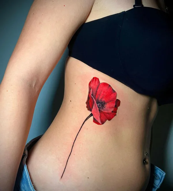 August Birth Flower Ribs Tattoo 2