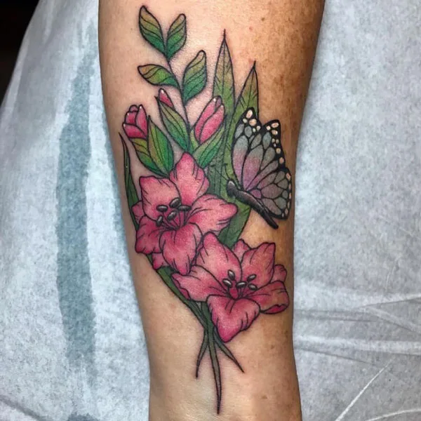 August Birth Flower and Butterfly Tattoo 1