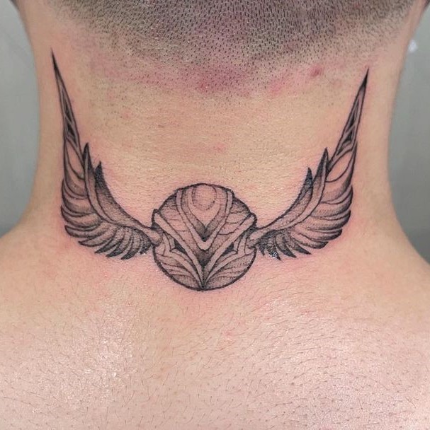 Back Neck Classy wings Golden Snitch Tattoos