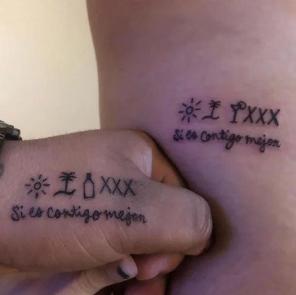 Bad Bunny Couple Tattoo
