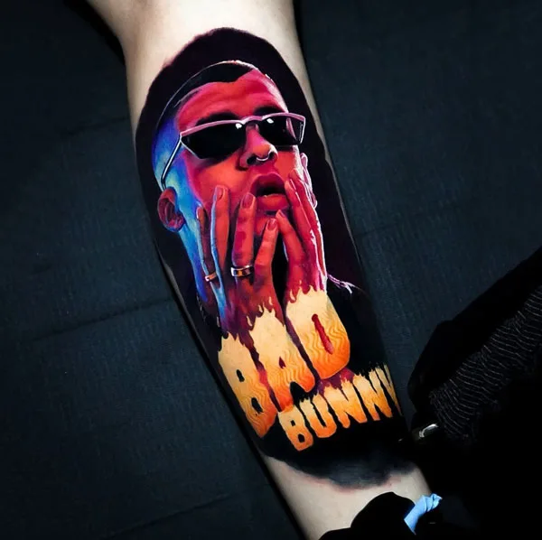 Bad Bunny Leg Tattoo