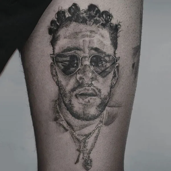 Bad Bunny Thigh Tattoo