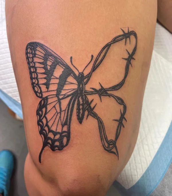 Barbed Wire Butterfly Tattoo 1