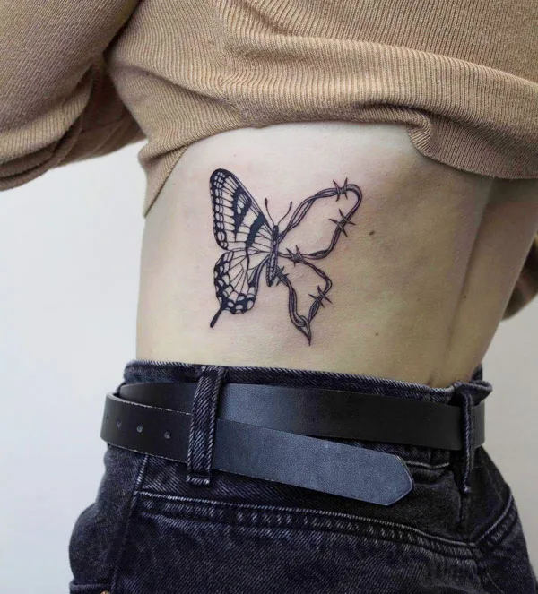 Barbed Wire Butterfly Tattoo 2