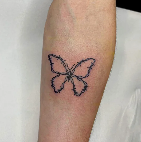 Barbed Wire Butterfly Tattoo 3