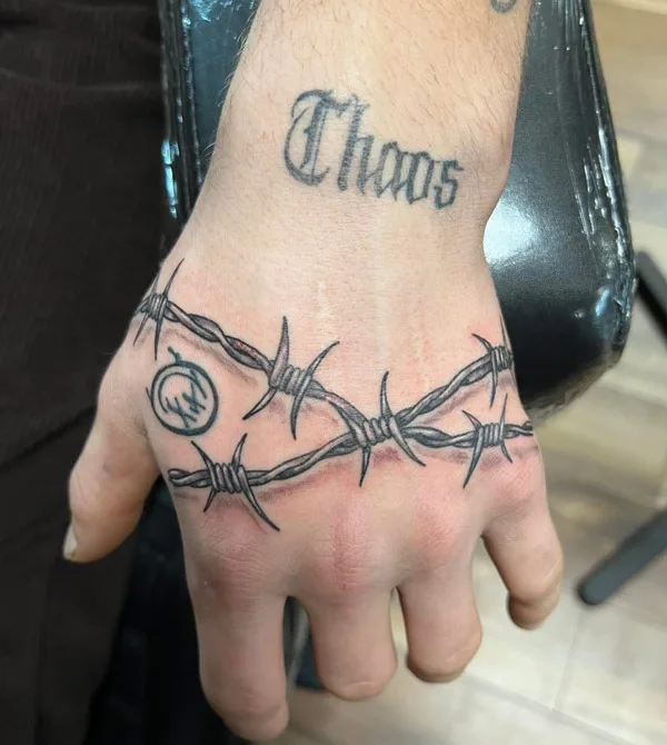 Barbed Wire Hand Tattoo 1