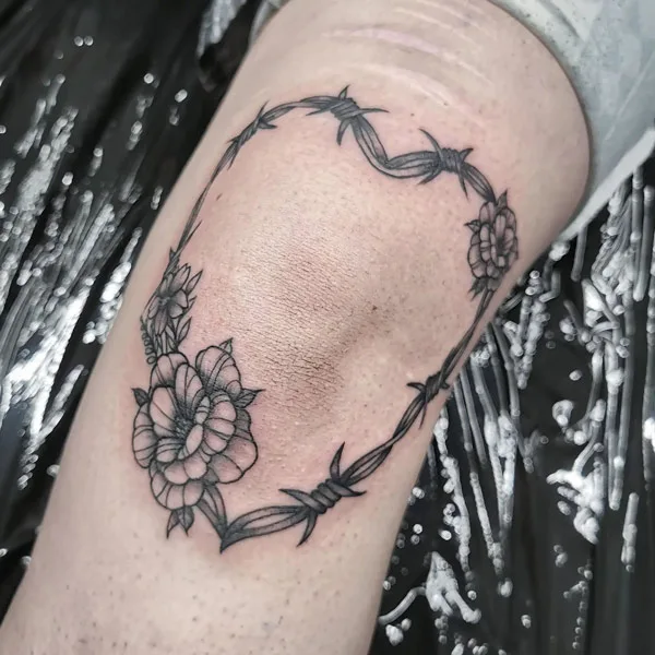 Barbed Wire Knee Tattoo 2