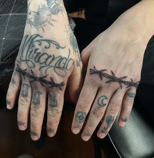 Barbed Wire Knuckle Tattoo 1