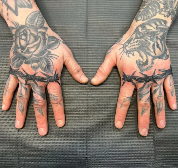 Barbed Wire Knuckle Tattoo 2