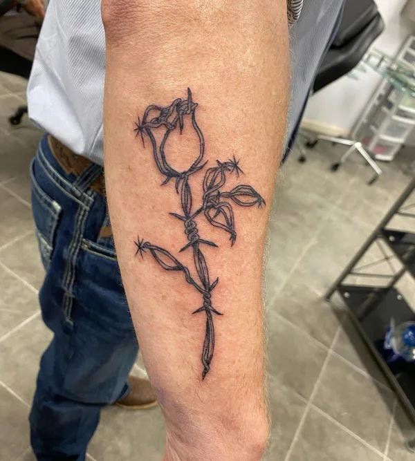 Barbed Wire Rose Tattoo 1