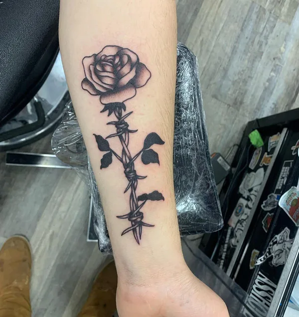 Barbed Wire Rose Tattoo 2
