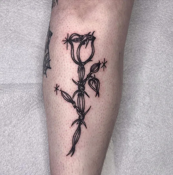 Barbed Wire Rose Tattoo 3