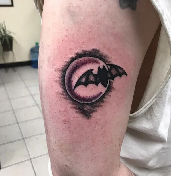 Bat and Moon tattoo