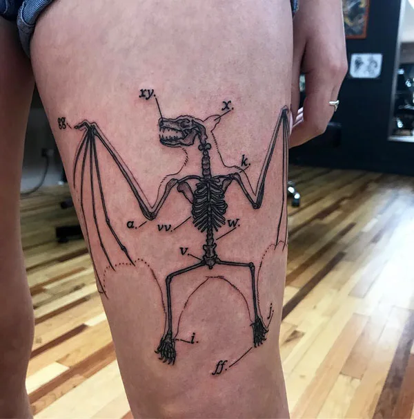 Bat skeleton tattoo