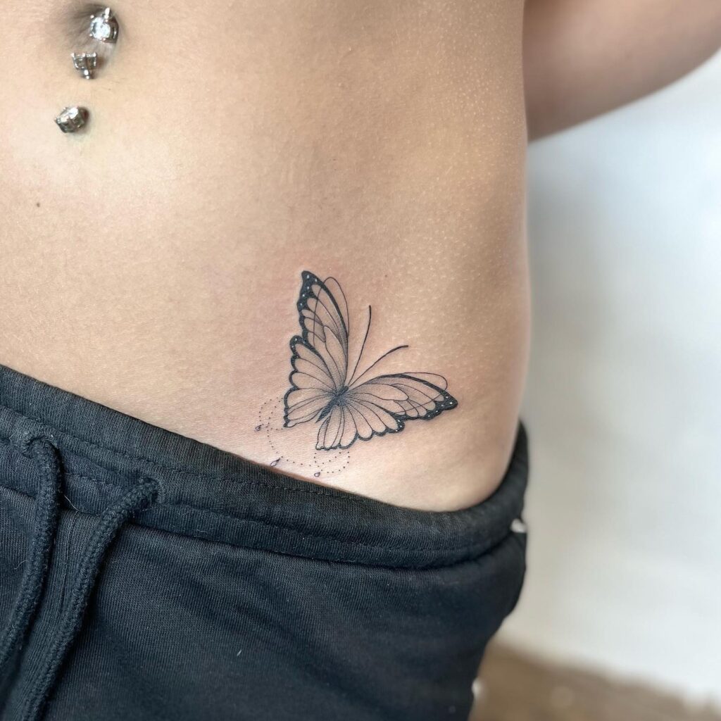 Beautiful Butterfly Hip Tattoo, an Artistic Flutter of Nature's Grace: Butterfly Whispers