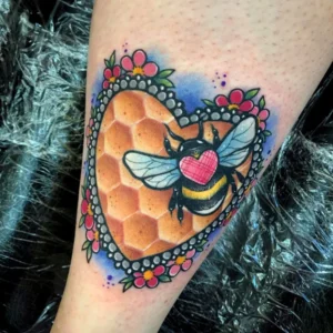 Bee heart tattoo 1