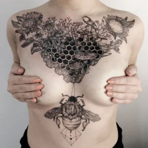 Bee sternum tattoo 1
