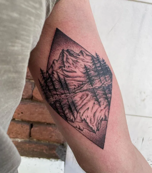 Bicep Mountain Tattoo 2