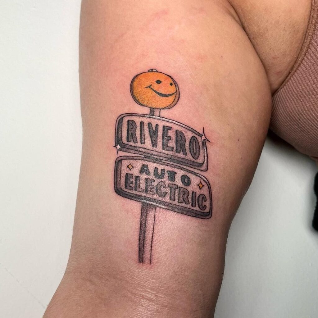 Biceps Street Sign Tattoos