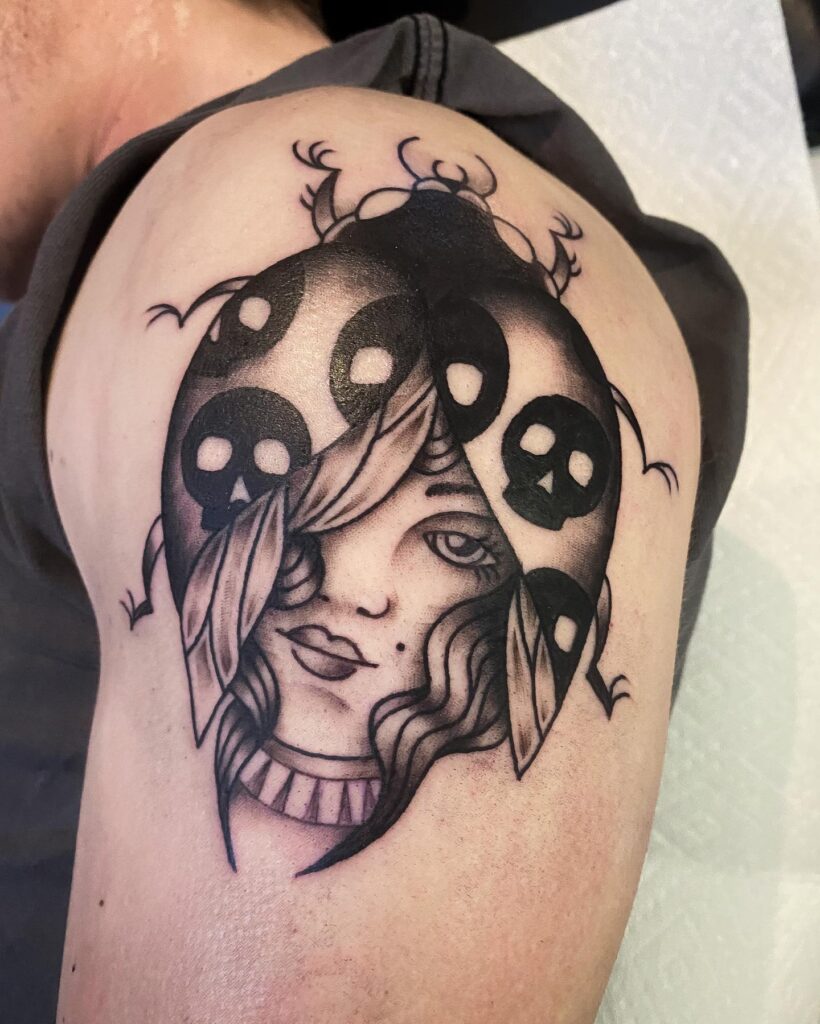 Big Ladybug Tattoo Design With Meaning For Men