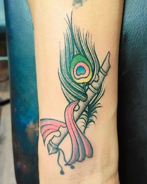 Big design peacock feather tattoo on hand with image Big design peacock feather tattoo on hand with image