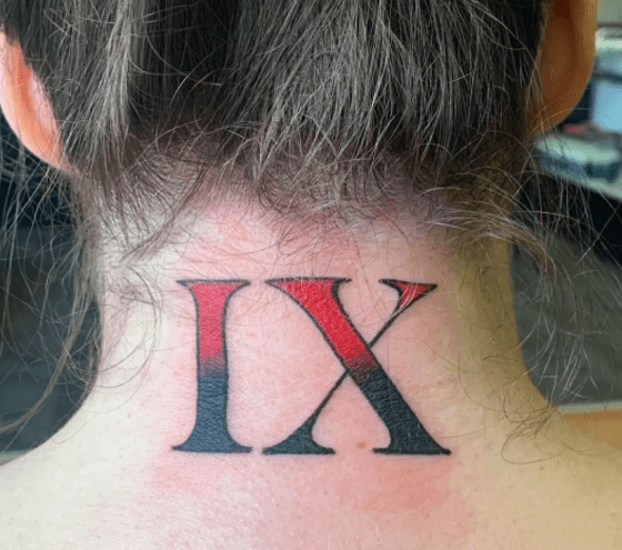 Big Roman Numeral Tattoo Designs on the Back of the Neck
