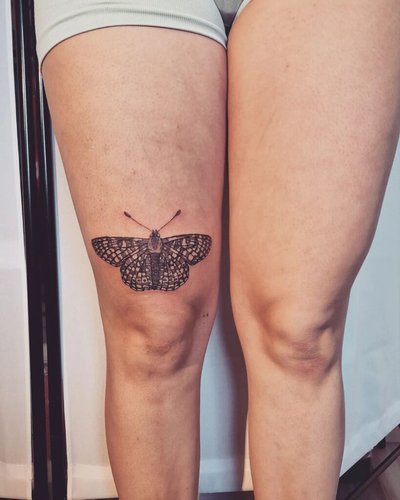Black Butterfly Knee Tattoos for Females