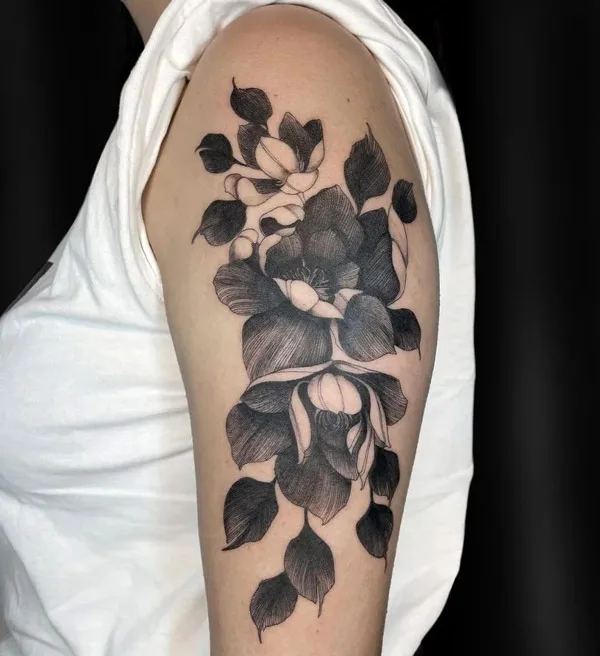 Black Magnolia Tattoo 1