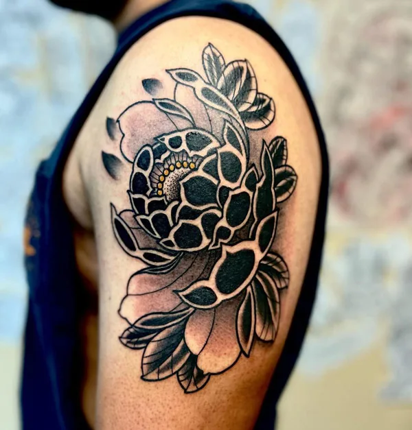 Black Peony Tattoo 1