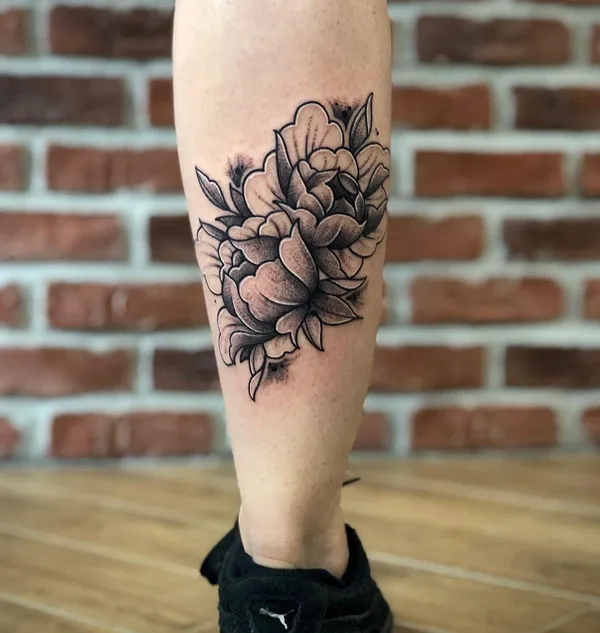 Black Peony Tattoo 2