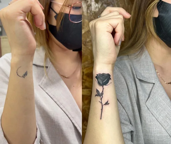 Black Rose Cover Up Tattoo