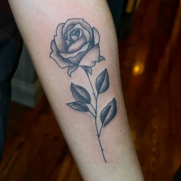 Black and Grey Rose Tattoo 2