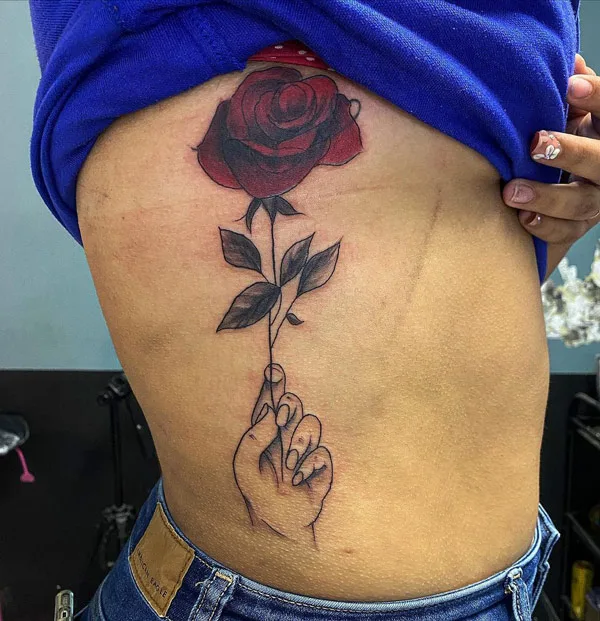 Black and Red Rose Tattoo 1